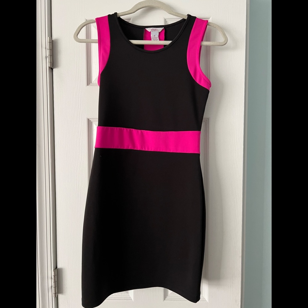 Candie’s S form fitting black/pink dress.  Very flattering to the figure.